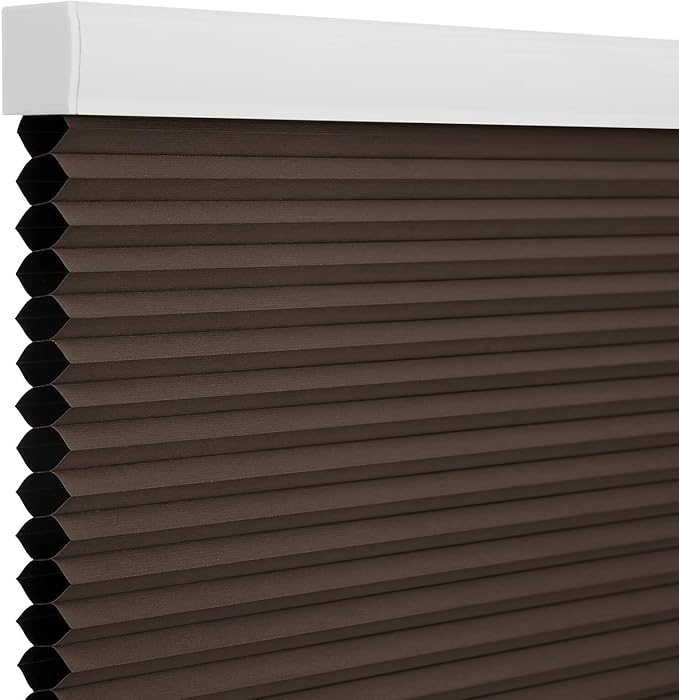 Changshade Blackout Blinds, Cordless Cellular Shades, Honeycomb Blackout Shades, Room Darkening Blinds, Pull Down Window Shades, Easy to Install Honeycomb Window Blinds, 34" W x 72" H, Taupe