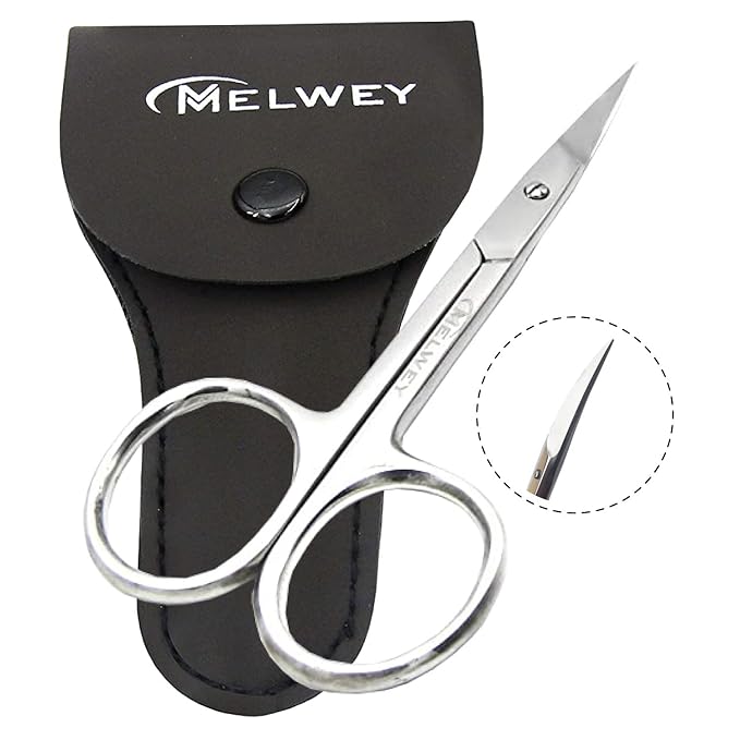 Eyebrow Scissors & Small Cuticle Scissors, 3.7 Inches – Curved Blade Manicure TSA Scissors, Stainless Steel for Eyelashes, Facial Hair, Pubic Hair, Men’s Moustache & Beard