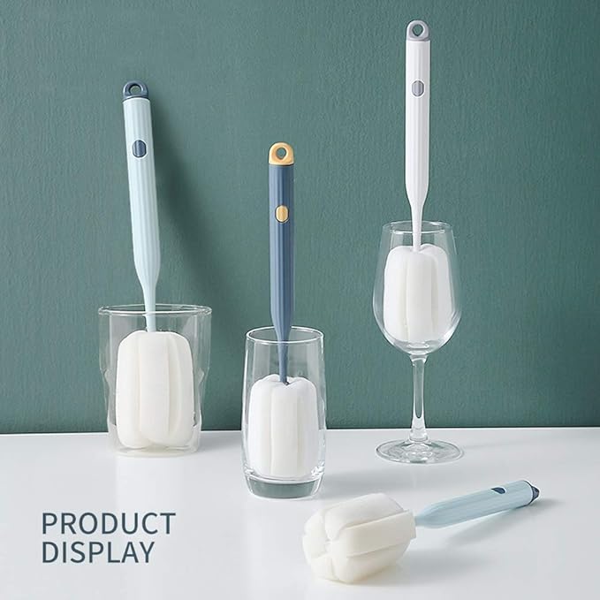 Bottle Soft Brush -2Pcs Sponge Bottle Brush Soft and Easy to Clean, Baby Bottle Sponge Brush Can Effectively Remove The Stain Residue On The Bottom of The Cup (White)