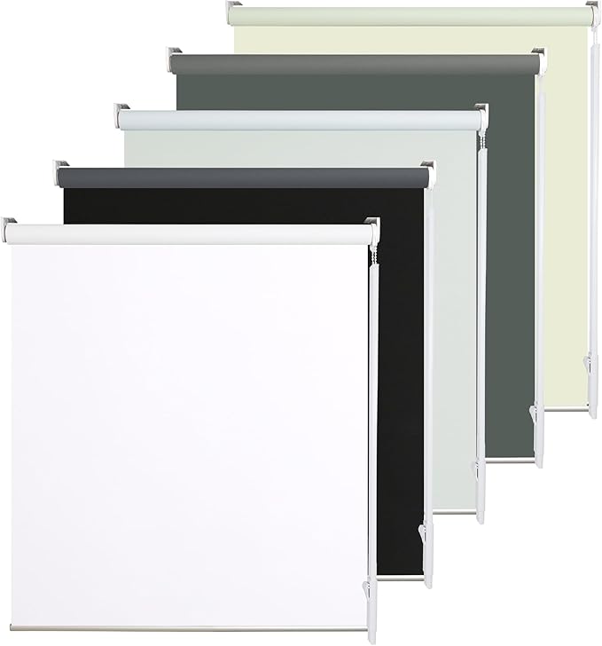Allbright 100% Blackout Cordless Roller Shades for Windows, Thermal Insulated UV Protection, Window Roller Blinds for Home, Office, Bedroom, Door, 38" W x 72" H, White