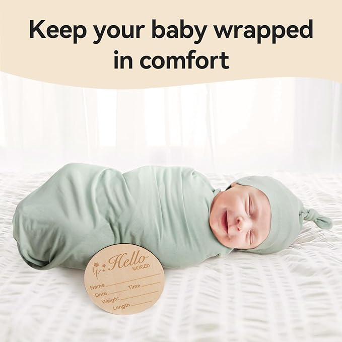 Rayon Made from Bamboo Baby Swaddle Blanket,2 Pack Soft & Breathable Receiving Blankets for Infant Newborn, Swaddle Wrap for Babies Girl and Boy, 47 x 47 Inch, (Sage & Oat)