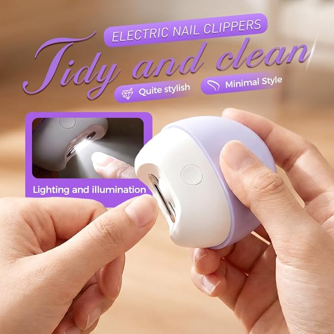 Electric Nail Clipper, 2026 New 3 in 1 Nail Clippers with Led Light & Nail Scraps Storage, Safety Electric Fingernail Trimmer File for Baby, Women, Seniors (White)