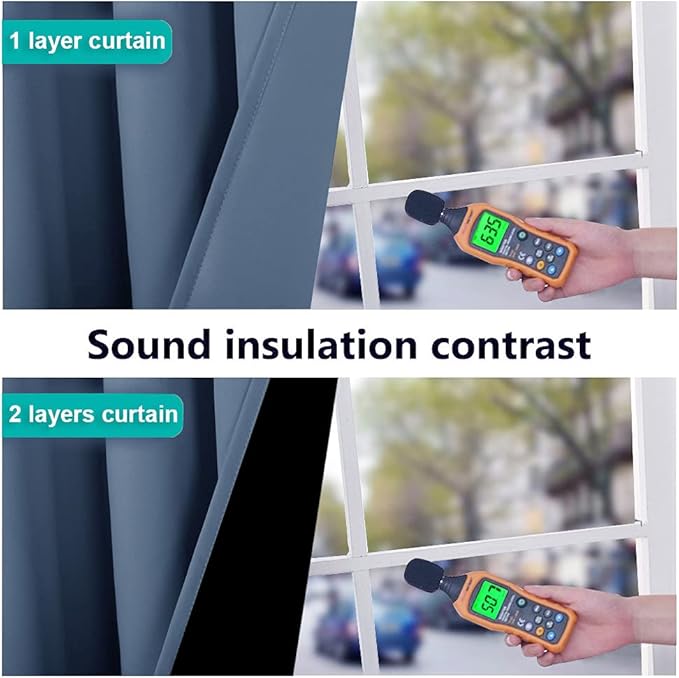 NICETOWN 100% Blackout Curtains 84 inches Long, Pair of Energy Smart & Noise Blocking Out Drapes for Baby Room Window, Thermal Insulated Guest Room Lined Window Dressing (Stone Blue, 52 inches Wide)