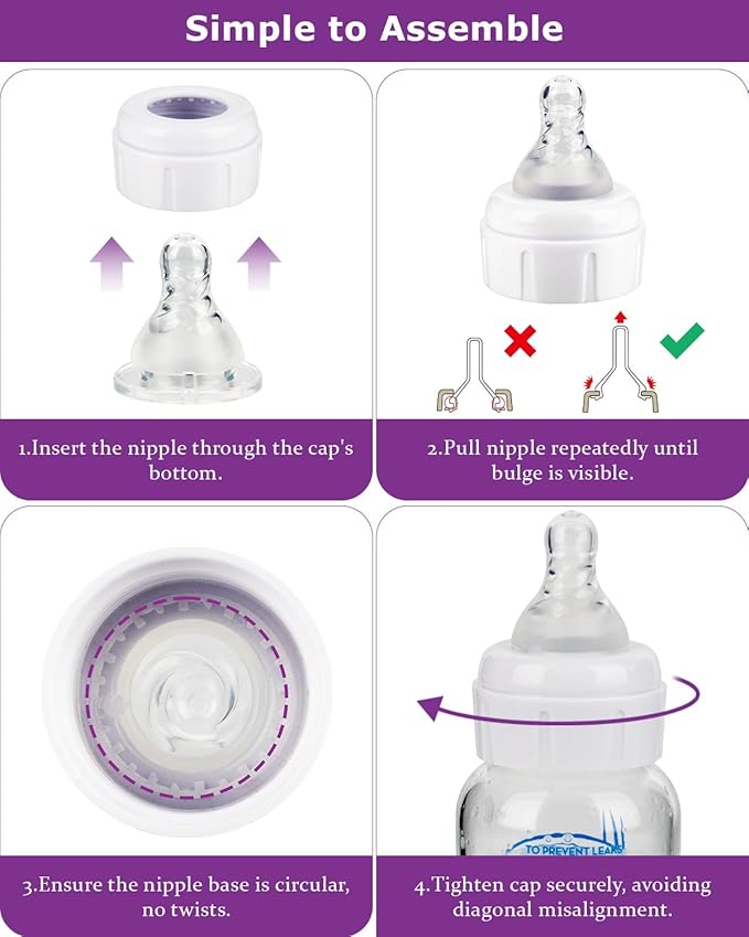 Silicone Nipple for Dr. Brown's Narrow Baby Bottle & Glass Bottles,Level 3 Nipples, Fast Flow, 6m+, 6 Count