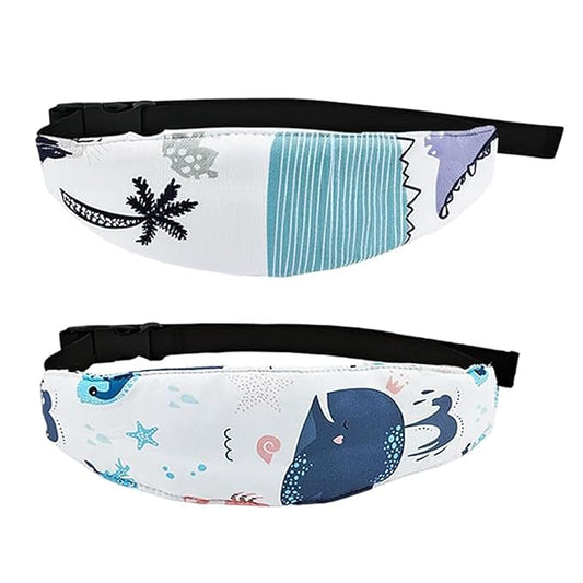 2 Pcs Baby Head Support for Car Seat, Carseat Head Support for Infant Toddler Kids Children Stroller Seat Neck Relief Head Band Sleeping Traveling (Whales and Octopuses)