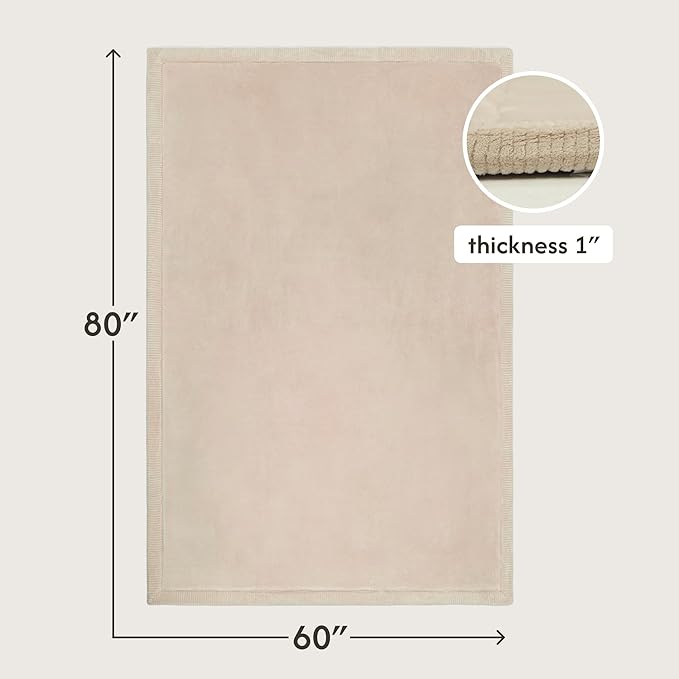 Hakuna Matte CloudSoft Mat for Floor 60" x 80" Beige – Coral Velvet Memory Foam Rug – Non-Slip, Water-Resistant
