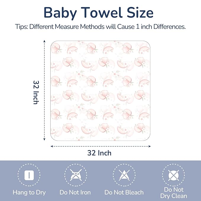 Muslin Hooded Baby Towels 2 Pack, Ultra Soft & Absorbent Baby Bath Towels, Bath & Beach Essentials, Shower Gifts for Newborns, Babies, Infant, Toddler - 32x32 Inch (Peach & Watermelon)