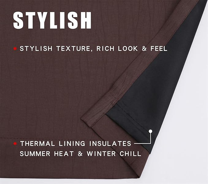 G2000 100% Blackout Curtains for Bedroom Living Room Curtains 63 Inch Length Chocolate Brown Curtains Room Darkening Window Grommet Curtain Thermal Lined Insulated Light Blocking Noise Reduce 2 Panels