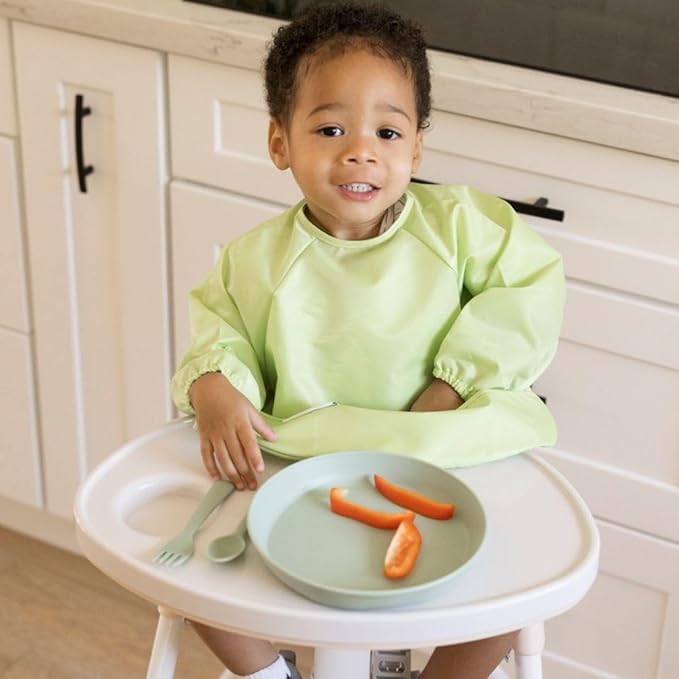 Tiny Twinkle Long Sleeve Bib for Babies & Toddlers | 2-Pack Waterproof Smock Bib for Eating | Machine Washable & Mess-Proof Feeding Essentials | Newborn Shower Gift (Rainforest,6–24M)