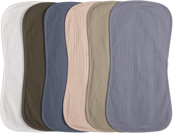COOROBIN Muslin Burp Cloths 20" x 10",100% Cotton Pack of 6r, Extra Soft and Absorbent,Suitable for both boys and girls