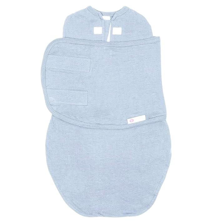 embé 2-Way Starter Baby Swaddle, Newborn Swaddle Sack, Zip, Hook & Loop Baby Wrap, Hip Healthy, Infant, 6-14 lbs, 0-3 Months - Sky