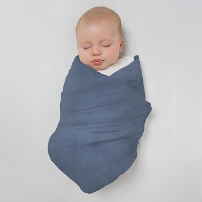 SwaddleDesigns Cotton Muslin Swaddle Blankets for Baby Boy & Baby Girl, Set of 4, Neutral Receiving Blankets for Newborn, Baby Registry & Gift, 46x46 inches, Coastal