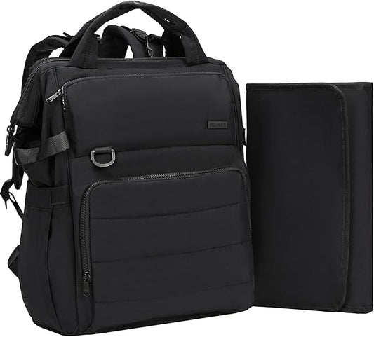BELALIFE Baby Diaper Backpack Bag, Baby Essentials Travel Backpack for Moms Dads, with Changing Pad, Insulated Bottle Holders & Stroller Straps, Black