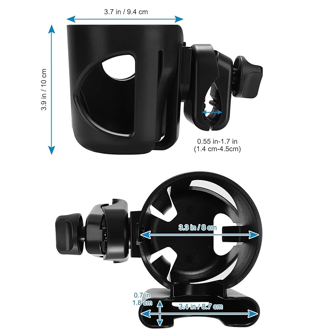 Accmor Universal Cup Holder, Stroller Cup Holder with Phone Holder, 360° Rotatable Large Caliber Designed Bottle Holder for Stroller, Bike, Wheelchair, Walker, Scooter