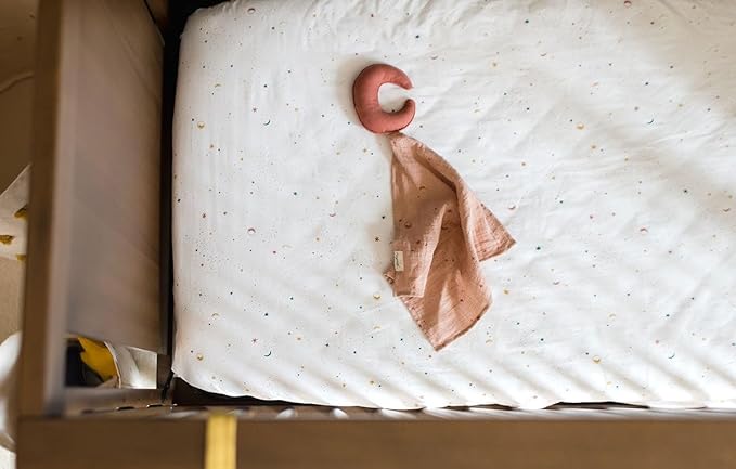 Pehr Crib Sheet, Celestial | Breathable Brushed Organic Cotton for Soft Sleep | Fits Standard Crib Mattresses up to 52”L x 28”W x 8”H