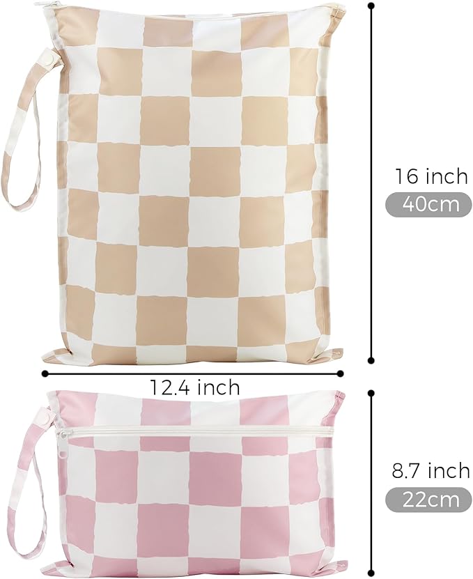 Wet Bag for Swimsuit - 2 Pack Waterproof Wet Dry Bag for Clothes - Baby Diaper Bag - Travel Laundry Daycare Bags - Baby Beach Essentials - Bogg Bag Accessories