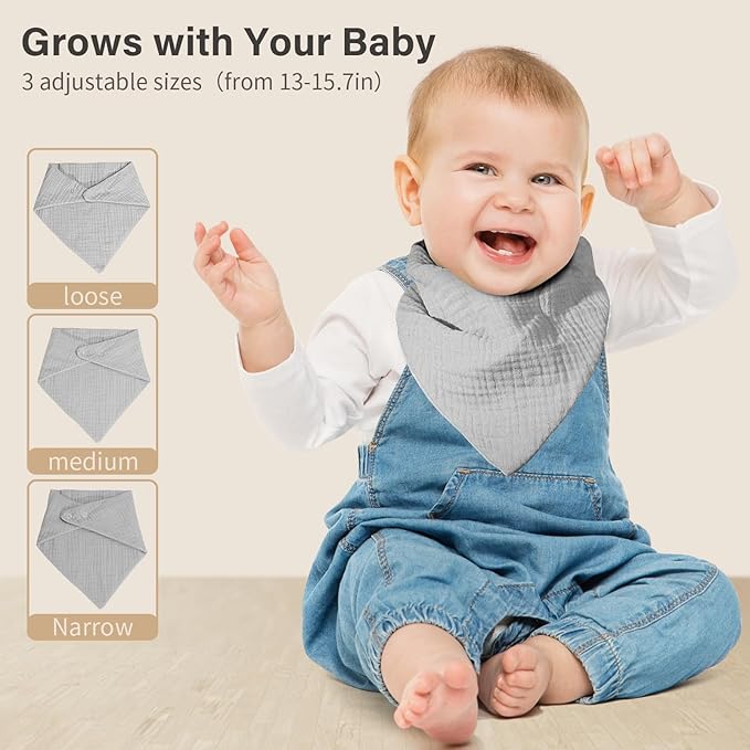 NISXABEBE Muslin Baby Bibs,Soft Triangular Baby Bandana Drool Bibs for Baby Boy Girl,Solid Colors Bib for Drooling Teething