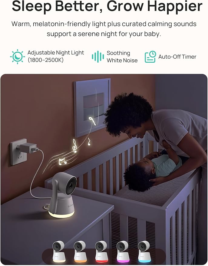 Dr.Care 5" Smart WiFi Baby Monitor - 1080P Split Screen & 2K Camera，Privacy Mode, Multi-User, 5000mAh Removable Battery, RGB Night Light, Cry & Motion Alerts, App Control, HD Night Vision