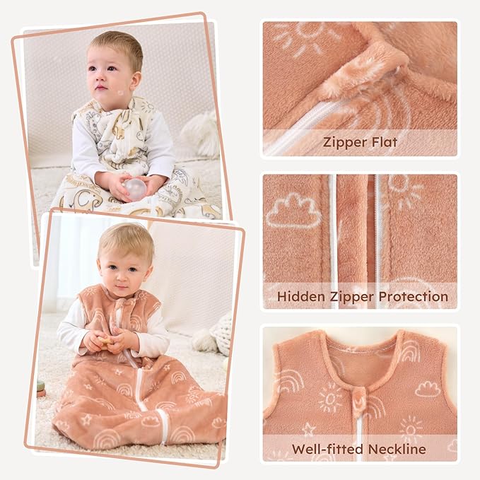 Yoofoss Baby Sleep Sack 18-24 Months, 1.5 Tog Sleep Sack, Fleece Baby Wearable Blanket with 2-Way Zipper, Toddler Sleeping Sack, Soft Warm Lightweight(Small)