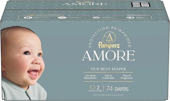 Pampers Amore, Size 2 (10-22 lbs), 74 Count, Our Best Diaper