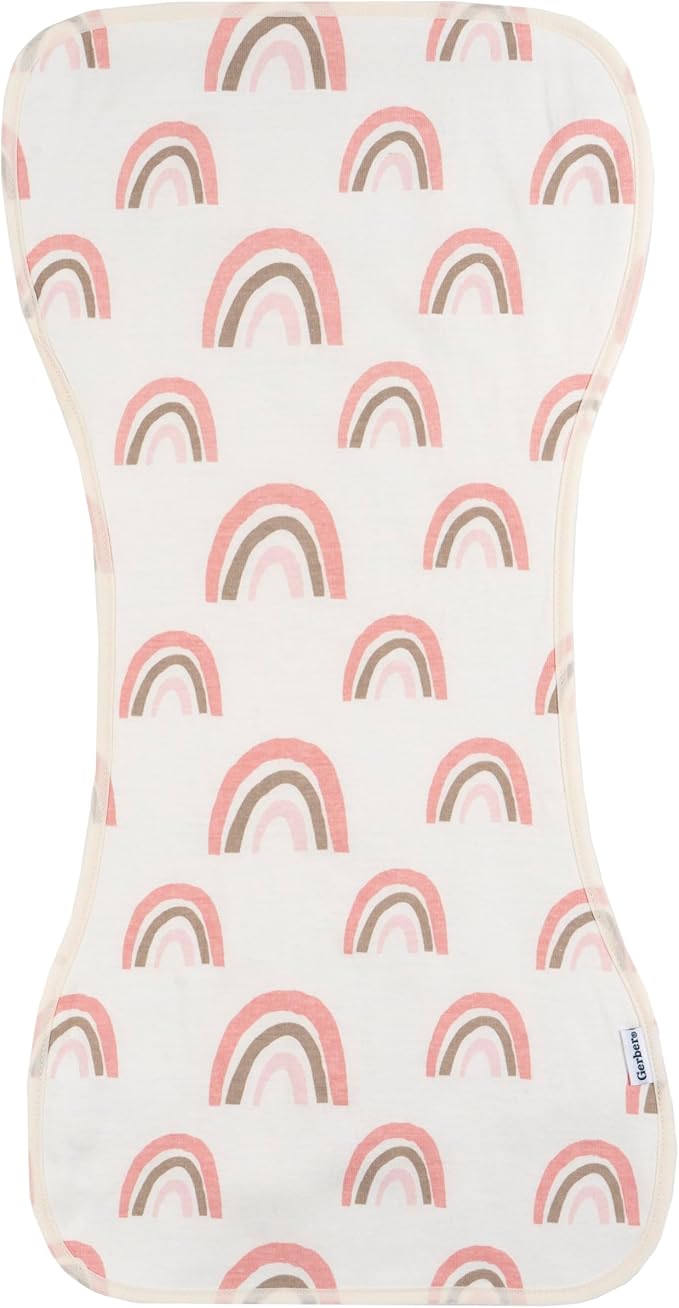 Gerber Baby Unisex Burp Cloths 60-Pack, Pink Rainbows, Size 10.5" x 21"
