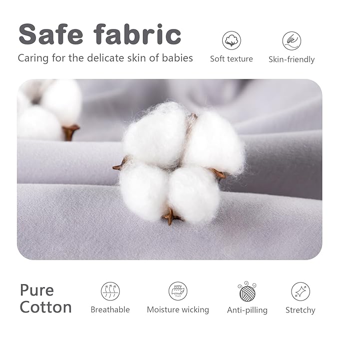 Mosebears Sleep Sack Baby Winter Wearable Blanket with 2-Way Zipper,2.5 TOG Cotton Sleep Sack Unisex (Light Grey, 18-24 Months)