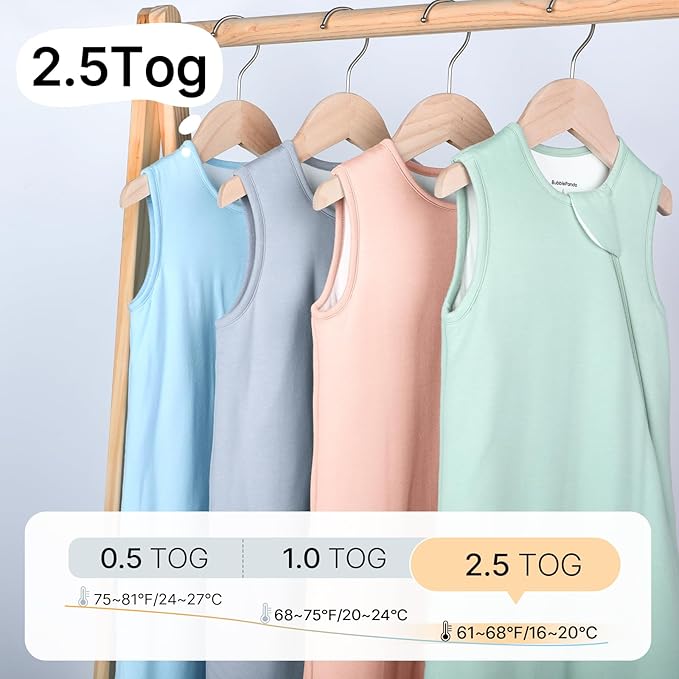 EasyFi Rayon Made from Bamboo Sleep Sack 6-12 Months 2.5 Tog Winter Supersoft Toddler Sleep Sack for Unisex Girl Boy Thick Warm Baby Sleeping Bag 2-Way Zipper Baby Wearable Blanket