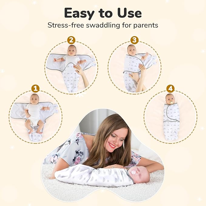 Mama Cheetah Preemie Swaddle Sack - Organic Swaddle Sleep Sacks for Preemies, 4-7 lbs, Newborn Essentials, 3-Pack, Grey