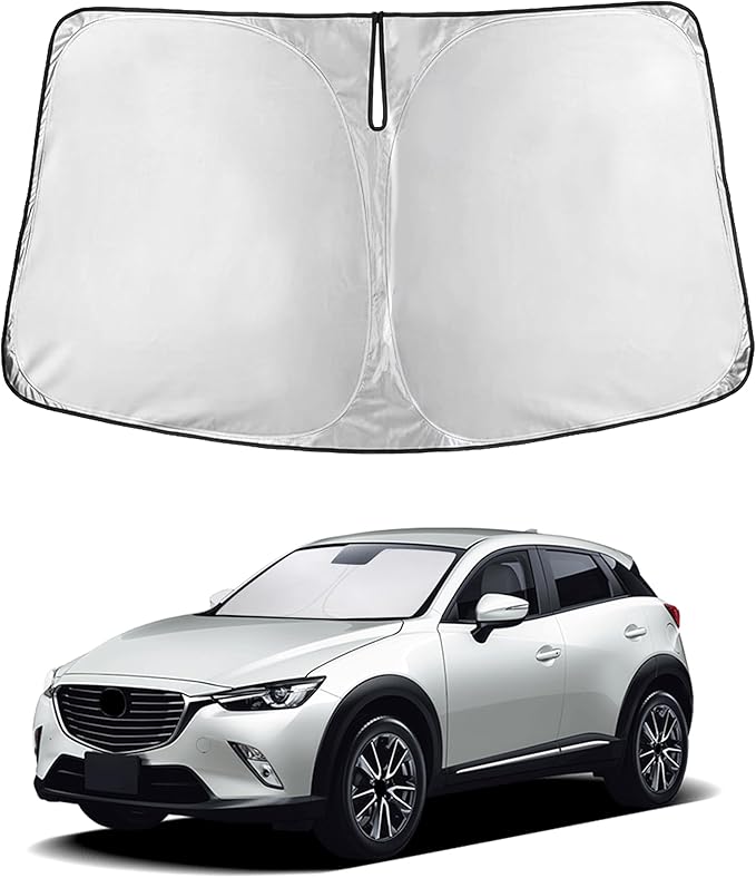 EcoNour Windshield Sunshade for Mazda CX-3 2016–2021 | Custom Fit Front Window Sun Shade | Blocks Harmful UV Rays & Reduces Heat | Foldable Sun Visor with Storage Pouch