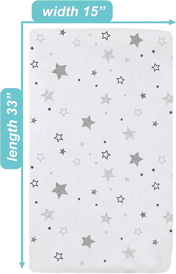 American Baby Company 15" x 33" Fitted Bassinet Sheet, Printed 100% Natural Cotton Jersey Knit, Super Stars, Soft Breathable, for Boys and Girls
