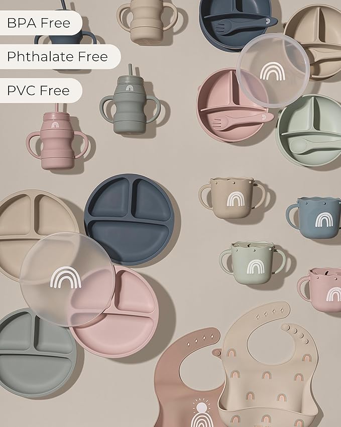 Hippypotamus Lids for Toddler Plates - Fits Silicone Baby Plates 7.75 in. Diameter - BPA Free - Set of 3 (Clear Lids)