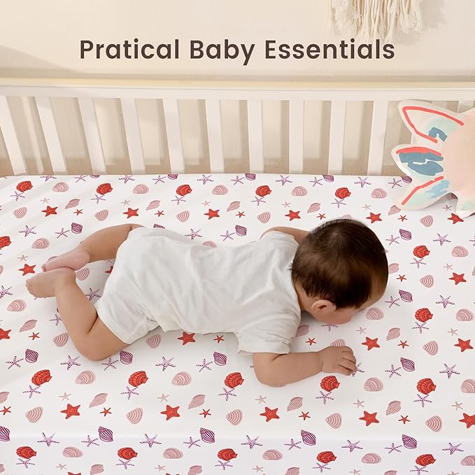 david's kids 3 Pack Mini Crib Sheets, Soft Breathable Premium Pack N Play Sheets for Baby Boys Girls Neutral, Playard and Mini Crib Mattresses, Beach