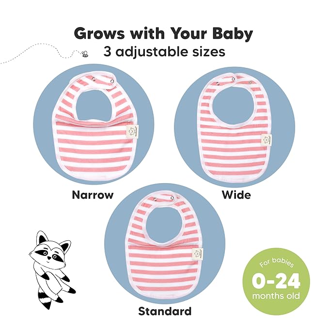 8-Pack Organic Baby Bibs for Boys, Girls - Soft Cotton Drooling and Teething Bibs for Baby Girl & Boy, Extra Absorbent, Easy to Clean & Put On for Toddler, Newborn, Infant 0-24 Months (Blush)