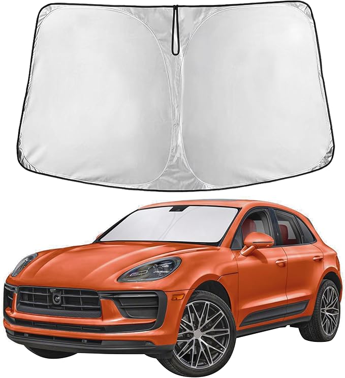 EcoNour Windshield Sun Shade Compatible for Porsche Macan 2014–2026 | Custom Fit Luxury SUV Front Window Sunshade | Foldable Heat & UV Reflective Sun Visor