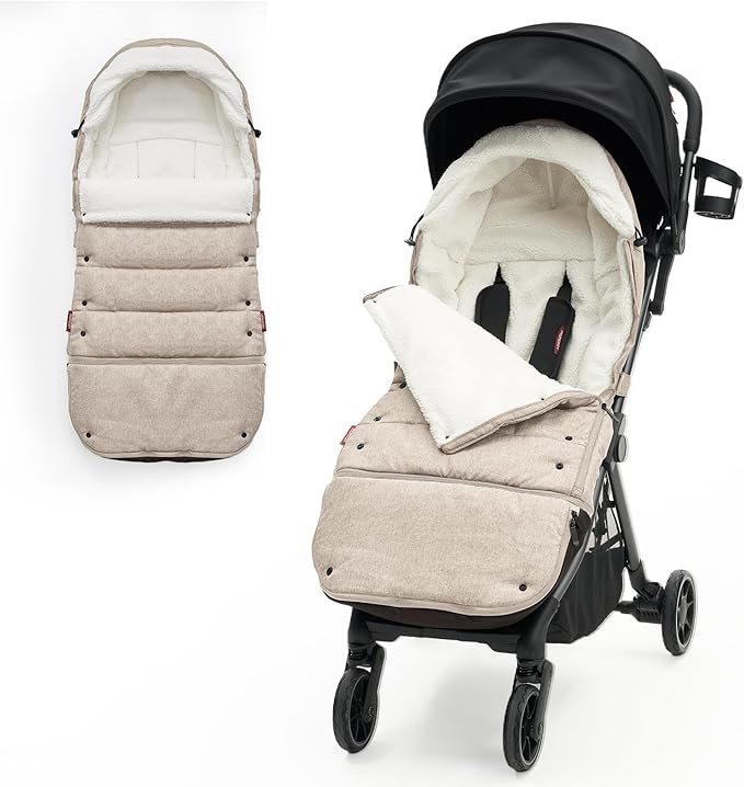 Momcozy Stroller Footmuff Universal | Easily Attaches to Most Strollers | Ultra-Plush,Weather-Proof | Deluxe Warm Stroller Bunting Bag | Extendable Stroller Cover for Winter | Adjustable Buckle