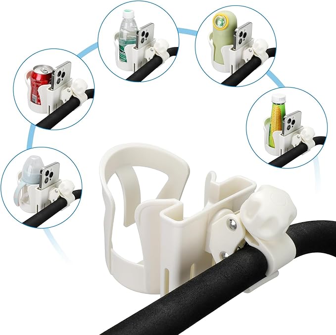 Accmor 2-in-1 Walker Cup Holder with Phone Holder, Wheelchair Cup Holder, Rollator Cup Holder, Cup Phone Holder for Walker, Wheelchair, Rollator, Mobility Scooter