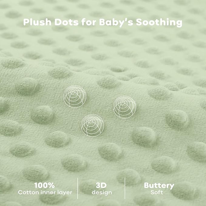 FIEMOL Fleece Baby Sleep Sack 0-6 Months, 1.5 TOG Cotton Baby Wearable Blanket With Soft Plush Dots, 2 Pack Newborn and Infant Warm Sleeping Sack with 2-Way Zipper Green&Grey