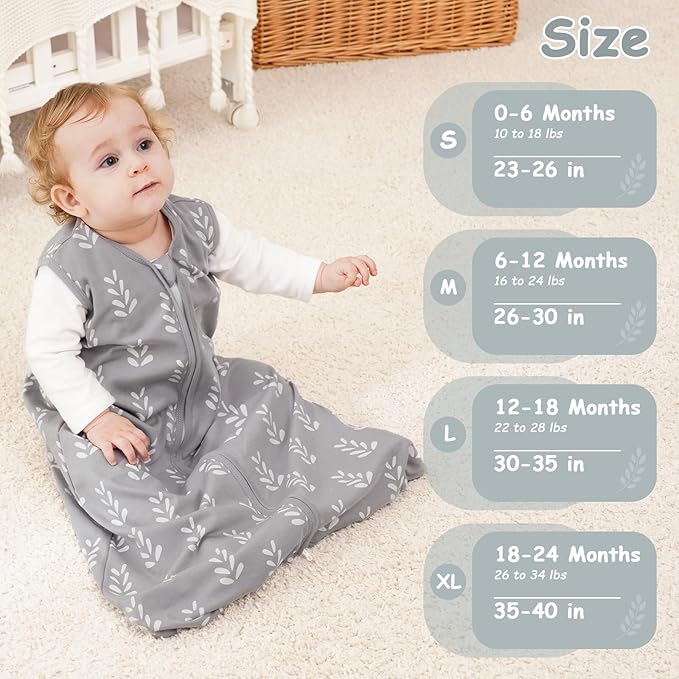 Looxii Baby Sleep Sack 0.5 TOG, 100% Cotton 3 Pack Wearable Blanket Baby Sleep Bag for Newborn Infant, 2-Way Zipper Lightweight Toddler Sleeping Sack 18-24 Months