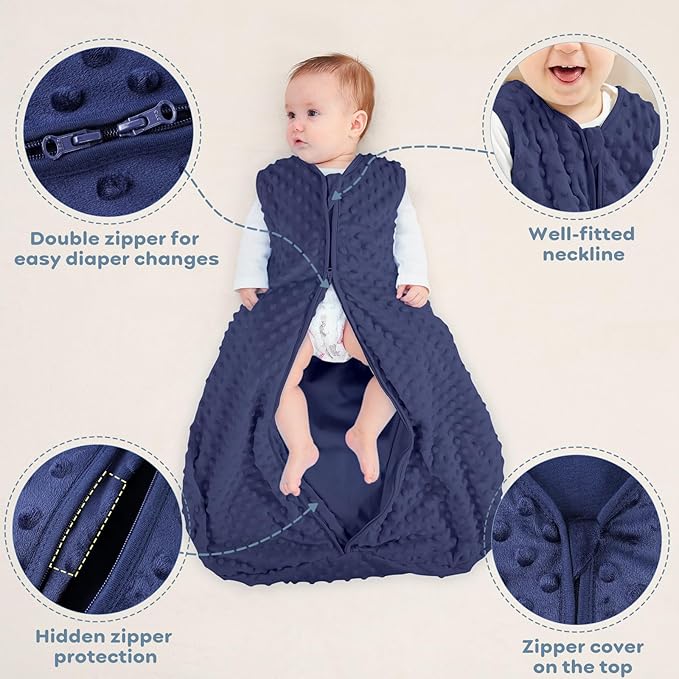 Yoofoss Fleece Baby Sleep Sack 12-18 Months with Plush Dots, TOG 1.5 Baby W