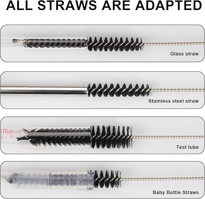 Ixiaoyoo Straw Cleaner Brush Set, 12 Pieces Botthle Cleaning Brush and Nylon Tube Brush Brush, 11.8 Inch Long Cleaning Brush Kit for Water Bottle, Straws on Tumbler, Sippy Cup, Tea Pot Spout