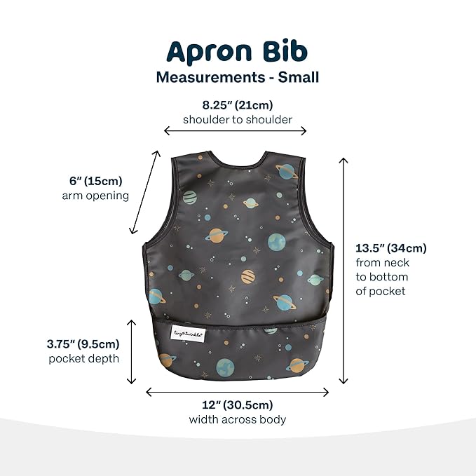 Tiny Twinkle Mess Proof Baby Bib for Boys | Waterproof Toddler Bib for Eating | Baby Apron for Feeding, Machine Washable | Perfect Shower Gift (Space, 6–24M)