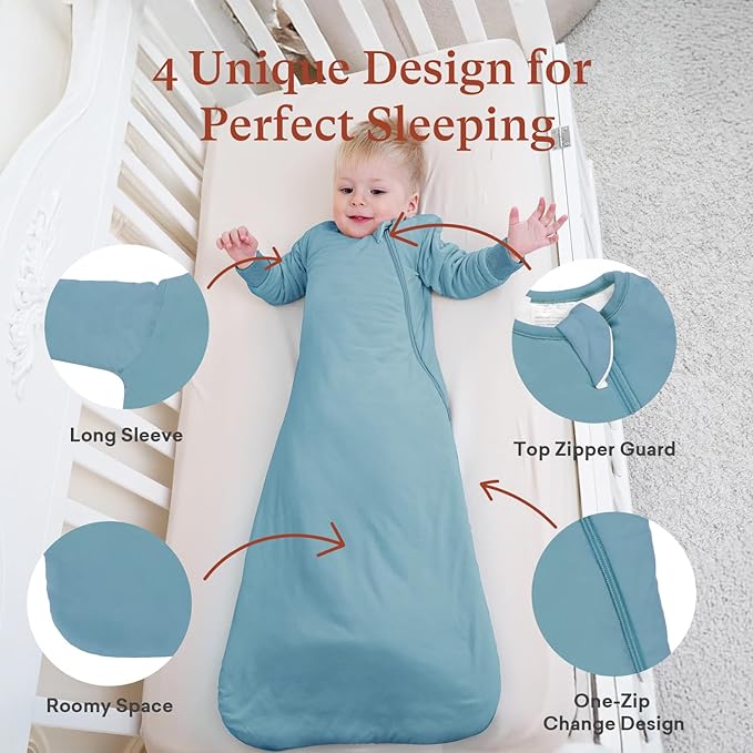 littogoose Baby Sleep Sack 1.0 TOG, Long Sleeve Wearable Blanket Soft Infants Sleeping Sack Boy Girl for 3-6 Months 2T-4T