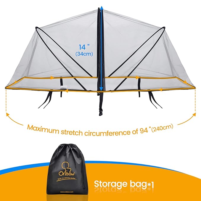 Orzbow Mosquito Net for Stroller | Universal Baby Bug Net for Strollers, Car Seats, Bassinets, Cradles, Mini Cribs, Breathable & Foldable Mosquito Cover with Travel Bag, Baby Summer Essentials, Black