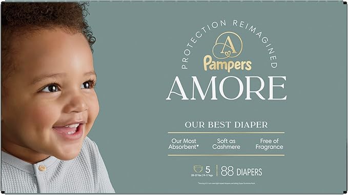 Pampers Amore, Size 5 (20-37 lbs), 88 Count, Our Best Diaper