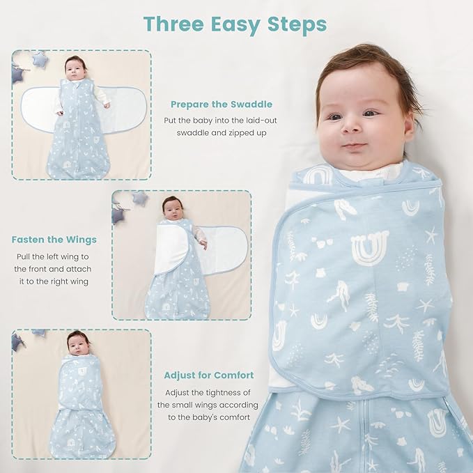 LILBESTIE Baby Swaddle Sleep Sack, 1.0 Tog New-Parent-Friendly Swaddle for Newborns & infant 0-6 Months Baby Wearable Blanket Reduce Startle Reflex, Newborn Boys Girls Registry Essentials