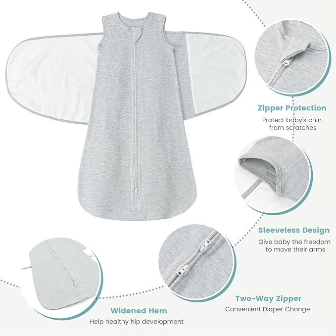 LILBESTIE Baby Swaddle Sleep Sack, 1.0 Tog New-Parent-Friendly Swaddle for Newborns & infant 0-6 Months Baby Wearable Blanket Reduce Startle Reflex, Newborn Boys Girls Registry Essentials