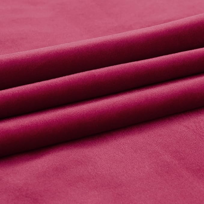 PRIMROSE Red Curtains 96 inch for Living Room Velvet Drapes Blackout Rod Pocket Back Tab Window Treatment Semi Room Darkening Decor Curtains for Bedroom Set of 2 Panels
