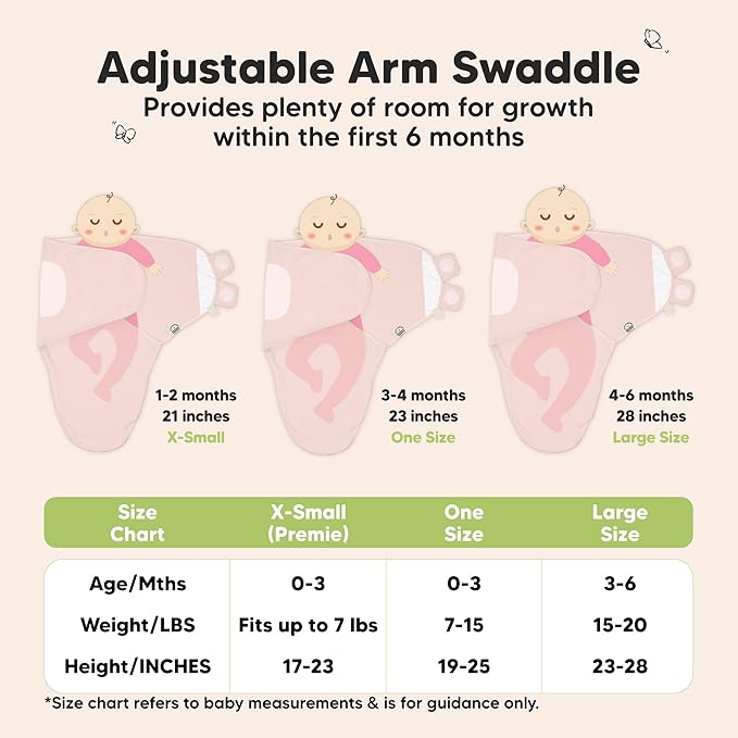 3-Pack Organic Baby Swaddle Sleep Sacks - Swaddles for Newborns, Infant 0-3 Months, Baby Girls, Boys, Soft & Snug Newborn Sleep Sack, Nursery Swaddling Blankets (ABC Land Rose)