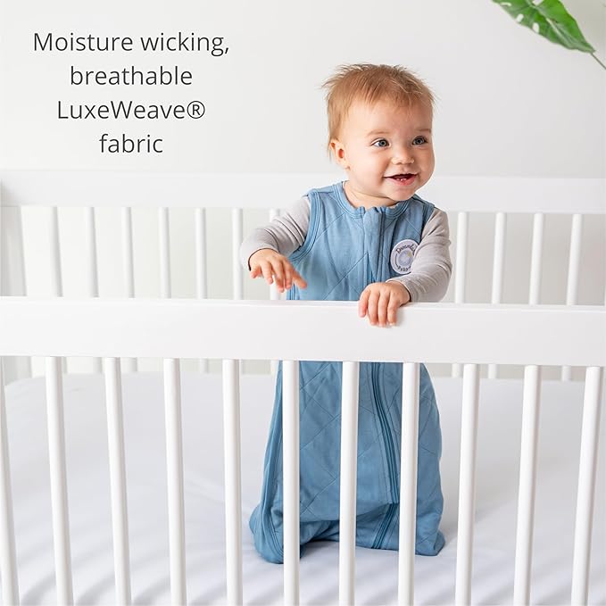 Dreamland Baby Lightweight Viscose Sleep Sack (24-36 months). 1.0 TOG Ultra Soft Blanket w/ 2-Way Zipper. 95% Viscose, 5% Spandex (White with Grey Stars). Mom-Owned US Business, Premium Materials