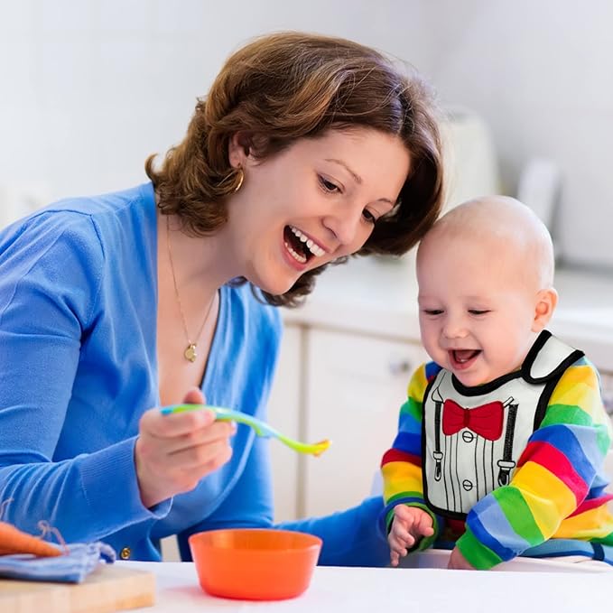 2ooya 7Pcs Cotton Waterproof Baby Bibs Hook Loop Closure Newborn Bib Keepsake Baby Gift for Drooling Feeding Eating
